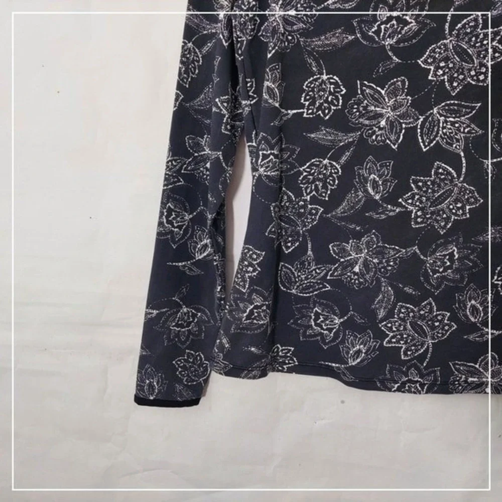 Hang Ten‎ Rash Guard Women XS Blue UPF Sun Protection Floral Surf Swim Beach